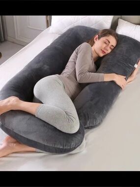 Full Body U-Shaped Pregnancy & Support Pillow in Charcoal Gray
